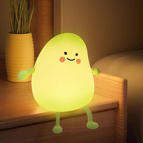 Kleines Grün Silikon Nachtlicht Mango Squeeze Nachtlicht Schlafzimmer Dekompressionslampe Gelbgrün Nachtlicht LED Nachtlicht USB Aufladen Geburtstagsgeschenk Weihnachtsgeschenk