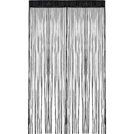 Rideau Anti Insectes 100x200 cm Noir, Rideau à Fils pour Mariage, Café, Restaurant, Vitrine