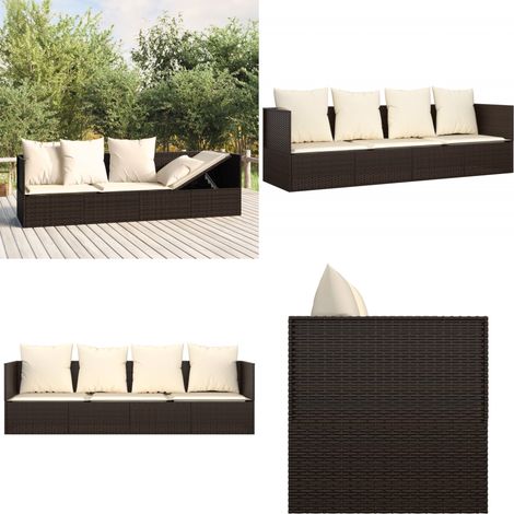 Outdoor-Loungebett mit Kissen Braun Poly Rattan - Outdoormöbel - Lounge Bett - Gartenmöbel - Sonnenliege - Relaxsessel - Home & Living (1/5)