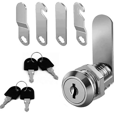 Serrure à came avec clés, serrure universelle pour tiroir, boîte aux lettres, boîte à outils, serrure à clés identiques en alliage de zinc pour rangement d'armoire de classement (1/5)