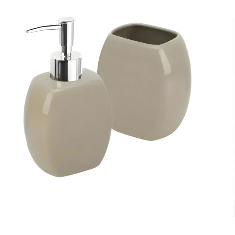 Set 2 accessori bagno serie Parigi, ceramica tortora FERIDRAS