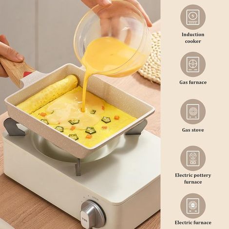 Padella, padella per omelette, padella per tamagoyaki, padella giapponese per omelette con rivestimento antiaderente (1/2)