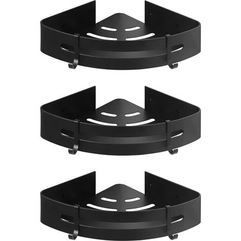 Set of 3 Aluminum Shower Shelves with Hooks without Drilling Shower Corner Shelf (1/5)