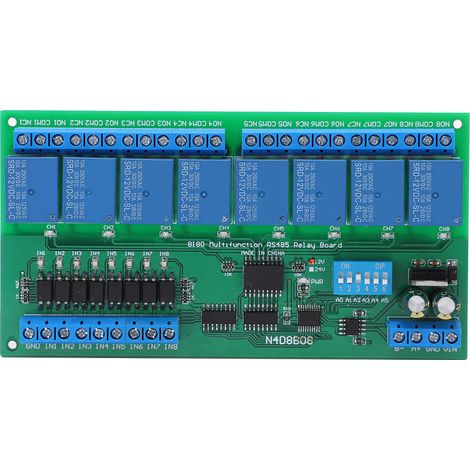 Module RS485 8 entrées 8 sorties relais, boîtier rail DIN 35, carte extension PLC N4D8B08-R 12V (1/5)
