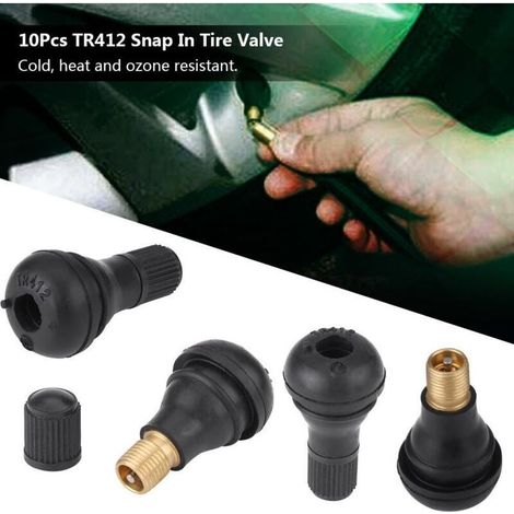 Valvola per ruota di trattore da giardino, valvola TR412, confezione da 10 tappi antipolvere per valvole di pneumatici per auto (1/3)