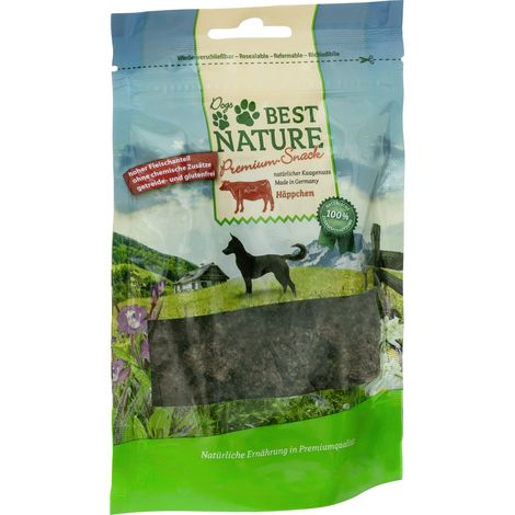 Best Nature Premium Snack für Hunde, 80 g - Häppchen Rind