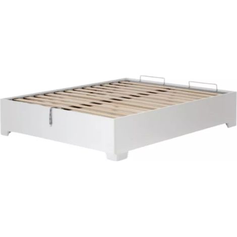 letto matrimoniale con contenitore e piedini "bed box" bianco 160x190 cm (1/4)