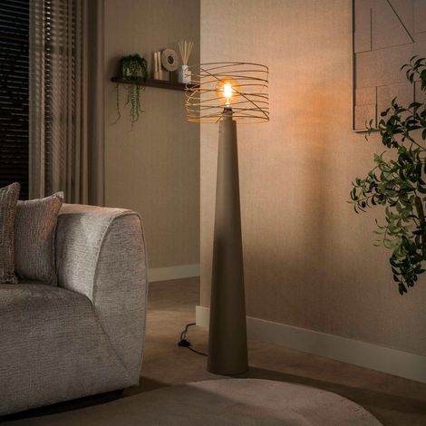 Lampadaire de salon métal beige pied conique RALF