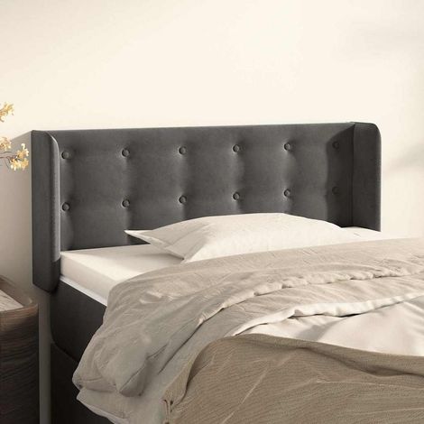 vidaXL Tête de lit avec oreilles Gris foncé 93x16x78/88 cm Velours (1/5)
