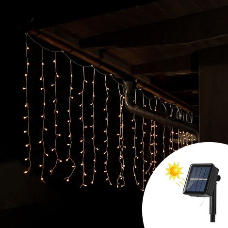 Tenda luminosa decorativa con pannello solare 3 metri 114 Led Bianco Caldo altezza 60cm da esterno Wisdom (1/2)