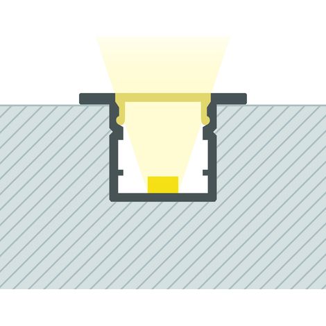 Profilé Aluminium Encastré avec Capot Continu Étroit pour Ruban LED jusqu'à 6 mm Blanc 2 m Blanc translucide