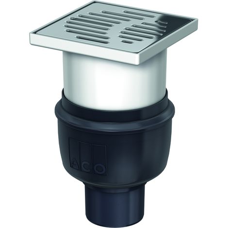 Bodenablauf Easyflow DN70 senkrecht, mit Aufsatz und Edelstahlrost