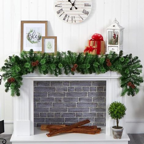 TrAdE Shop Traesio - Ghirlanda Natalizia Albero Di Natale Con Pigne Decorazioni Natalizie 270cm - (1/3)