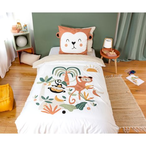 Parure de Lit Enfant – Ouistiti – 140x200 cm – 100% Polyester - 140x200cm - Blanc (1/3)