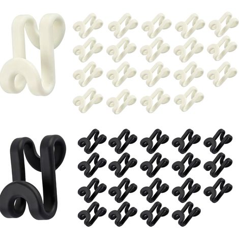 40pcs Crochets De Connexion Pour Cintres Crochet Gain Place Pour Cintre Crochets De Suspension Connecteur Pour Cintres en Velours Antidérapants Noir Blanc (1/5)