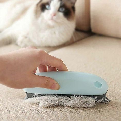 Anti-haarborstel, 2-in-1 huisdierkam - Herbruikbare reinigingsborstel voor hond, kat, kleding, kussen, bank, auto, bed (blauw) (1/5)