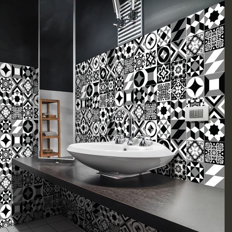 Sticker Mural Carrelage adhésif Cuisine Salle de Bain - 30 STICKERS CARRELAGES AZULEJOS AGUSTINA - 30stickers10x10cm (1/5)