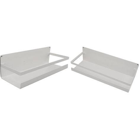 2er-Set Wandregale mit Haken, magnetischer Saugnapfbefestigung, schwebender Organizer für Badezimmerwaschtisch, Weiß (1/5)