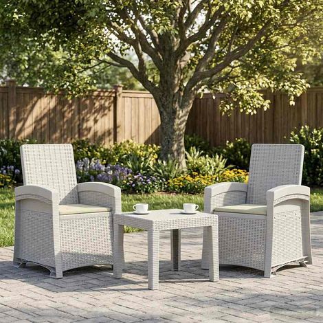 Teenpull – Liegesessel Garten Rattan-Optik 2 pcs Weiß und Creme PP (1/5)