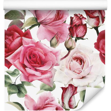 Carta da parati con rose in colori alla moda per soggiorno e camera da letto, 50x1000 cm. (1/5)