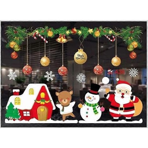 Autocollants de Noël pour vitrines, décoration murale de Noël, autocollant de Noël pour vitrines de magasins, Noël (1/5)