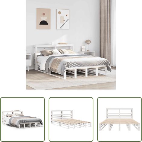 vidaXL Estructura de cama sin colchón madera de pino blanca 150x200 cm (1/5)