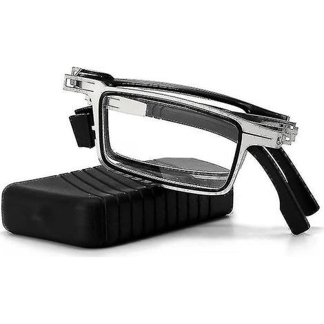Tragbare, faltbare Lesebrille für Herren, rundes und eckiges Metallgestell, Blaulichtfilter, geeignet für Alterssichtigkeit, Dioptrienkorrektur +1,0 bis +4,0 - 150 - Silber (1/5)