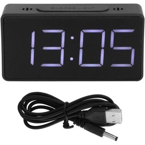 Alarme de chevet à LED avec horloge électronique simple avec fonction Snooze pour un usage domestique étudiant (Noir) (1/5)