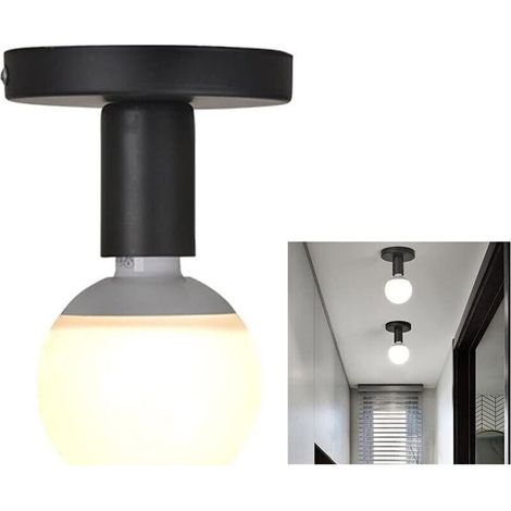 Industriel Plafonnier Industrielle Vintage métal Suspension Luminaire,Plafonnier Fer forge Mini plafonnier créatif moderne,pour Entrée,Porche,Couloir,Grenier,allée,Salle à Manger.(noir)-(Sans A (1/4)