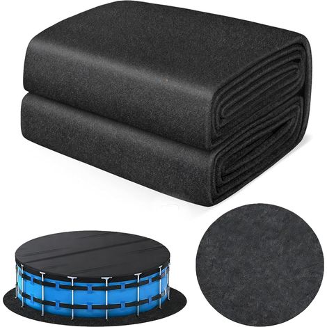 Tapis de piscine d'extérieur épais 200 g/m² - Rond 305 - Design sans couture - Protection anti-crevaison - Découpable - Pour piscine - Tapis de protection gonflable (305 cm) (1/5)
