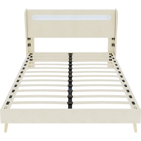 Gepolstertes LED-Bett beige 160 x 200 cm mit Matratze (1/5)