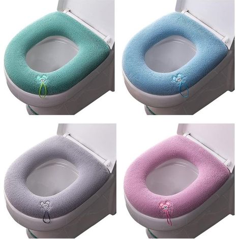 Tapis De Toilette En Hiver, 4 Pièces Coussin De Siège De Toilette Domestique, Oreiller De Toilette Chaud, Oreiller De Toilette Épaissi, Lavable Et Réutilisable (1/5)