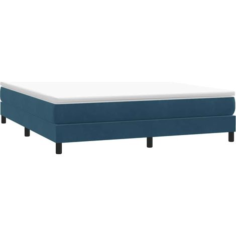Cama box spring sin colchón terciopelo azul oscuro 180x210 cm (1/5)