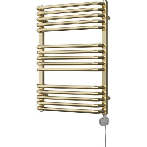 Crossmoor - Polished Brass Electric Towel Rail H736mm x W500mm 400w Thermostatic (1/2)