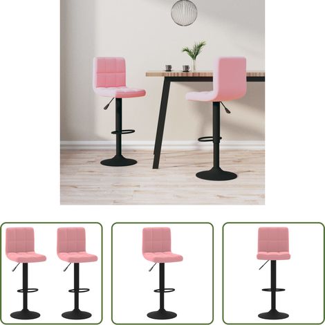 Chaise de bar - Tabourets de bar lot de 2 rose velours (1/5)
