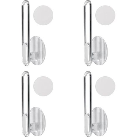 Lot de 4 crochets auto adhésifs en forme de L pour embrasses de rideaux Crochets muraux sans perçage Crochets multi usages pour la maison (1/5)