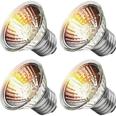 Lot de 4 lampes chauffantes pour tortues, lampes UVA/UVB 25/50/75 W pour reptiles, terrariums et cages à amphibiens, compatibles avec diverses ampoules 25 W (puissance maximale). (1/4)