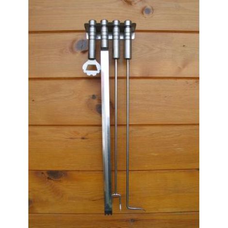 Schneider Edelstahl Grillbesteck Set mit Wandhalter Grillzubehör
