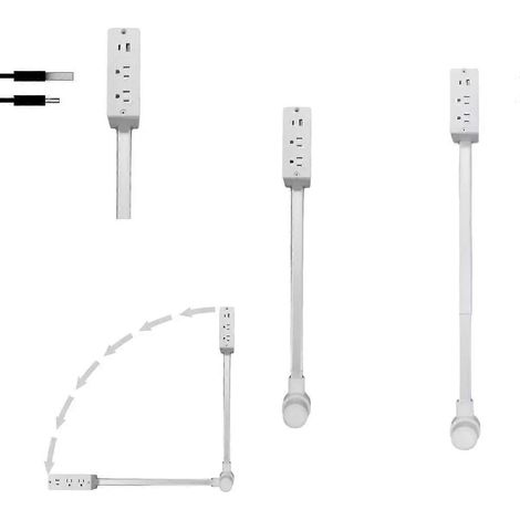 Multiprise avec ports USBA/USBC, rallonge de prise rotative à 180°, cordon d'alimentation réglable de 22 à 34 pieds, support pour téléphone. (1/5)