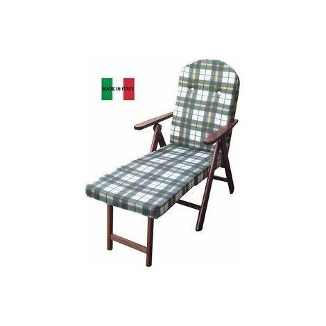 POLTRONA AMALFI CON PROLUNGA VERDE SCOZZESE LEGNO NOCE RECLINABILE 4 POSIZIONI (1/2)