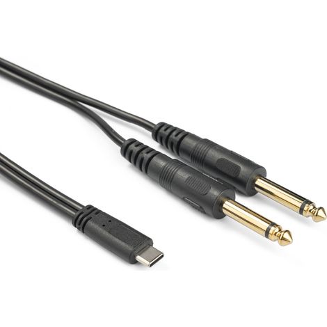 USB-C Mono Digital Audio Splitter Adapter Cable to 6.35 mm 2-Pin Jack for Amplifier/Speaker (1/5)