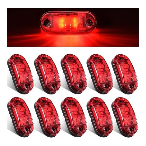 DC12v/24v feux de remorque feux de position latéraux de remorque feux de circulation à signal ovale feux de gabarit pour camion bateau rv-lumière rouge (1/5)