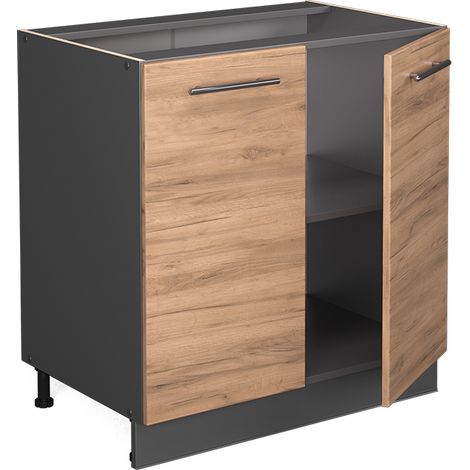 Mobile lavello cucina Fame-Line, Rovere dorato, 80 cm con ripiano, senza piano di lavoro, Vicco (1/5)