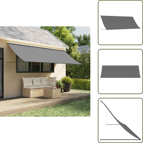 Tenda da esterno - vidaXL Tenda da Sole Retrattile Antracite 400x150 cm Tessuto e Acciaio - Tenda da balcone