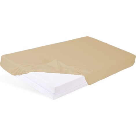 Drap-housse en flanelle beige 60 x 120 x 10 cm