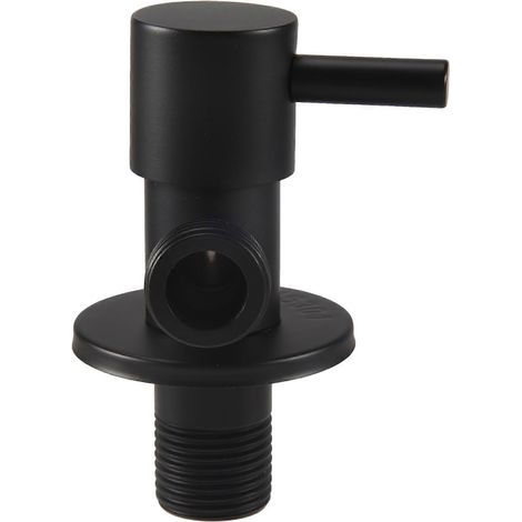 Schwarzes, abgewinkeltes Absperrventil aus Edelstahl 304, auslaufsicher, für Kaltwasser und Standard-Badezimmerarmaturen (1/5)