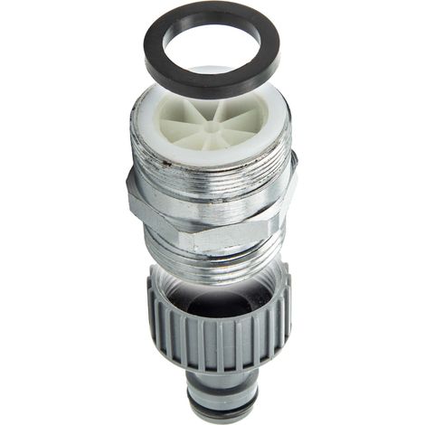 tecuro Aufnahme Adapter Übergangsstück M28 x 1 AG mit Strahlregler x 3/4 Zoll AG, Steckkupplung, MS hochglanzverchromt