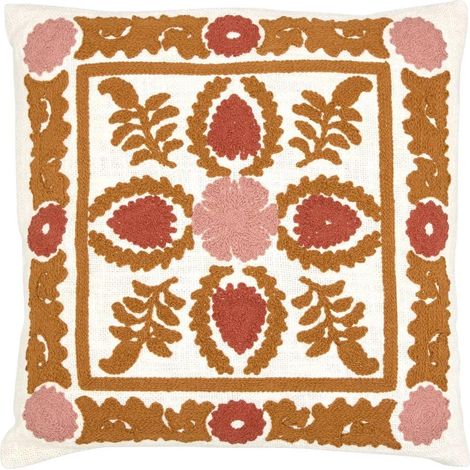 Coussin Déco Brodé "Sienna" 45x45cm Terracotta (1/3)
