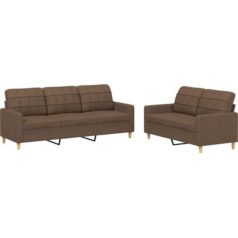 Maison Exclusive - Set di Divani 2 pz con Cuscini Marrone in Tessuto (1/5)