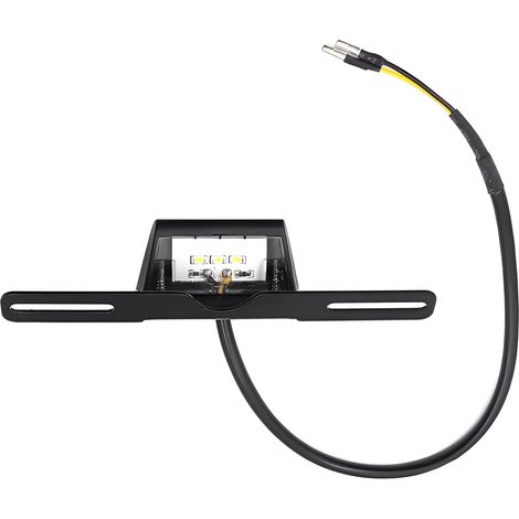 Support de plaque d'immatriculation de moto en aluminium avec support pour plaque d'immatriculation et éclairage LED Universel pour moto, Noir 1 pièce (1/5)